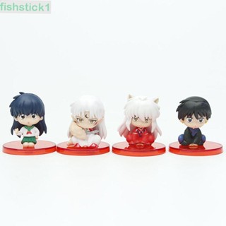 FISHSTICK1 4pcs/lot Sesshoumaru Christmas Action Figure Inuyasha Toys Gift Halloween Gift Anime Collection PVC Model Doll Sitting Posture