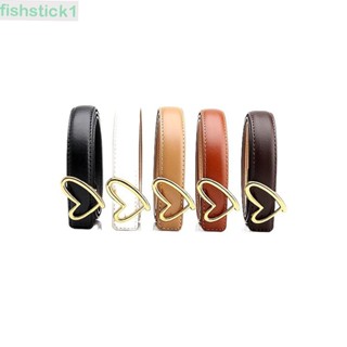 Fishstick1 เข็มขัดหนัง PU แบบบาง หัวเข็มขัดสีทอง สไตล์เกาหลี สําหรับผู้หญิง