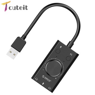 Tcuteit ORICO SC2 อะแดปเตอร์การ์ดเสียงภายนอก USB ปรับระดับเสียงได้ สําหรับ PC