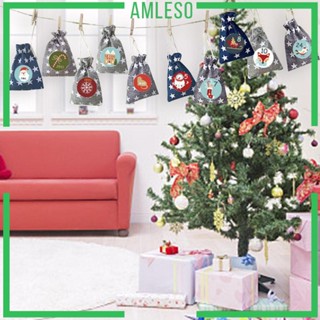 [Amleso] สติกเกอร์ปฏิทิน 24Days Advent พร้อมคลิปหนีบกระดาษ DIY สําหรับเด็ก ผู้ใหญ่ ตกแต่งบ้าน