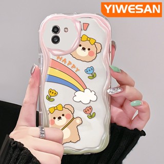 เคสโทรศัพท์มือถือ ซิลิโคนนิ่ม ใส กันกระแทก ลายการ์ตูนหมีแฮปปี้ สีครีม สําหรับ Samsung A03 Core A03s A02 M02 A02s M02s F02s