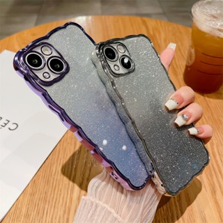 เคสโทรศัพท์มือถือ แบบใส แต่งกลิตเตอร์ ไล่โทนสี กันกระแทก หรูหรา สําหรับ IPhone 15 14 13 11 12 Pro Max XR X XS Max