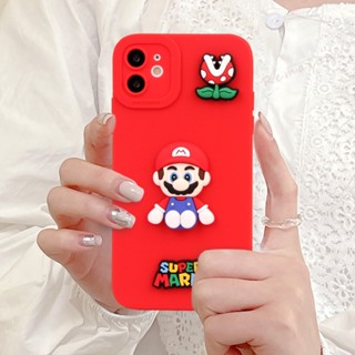 เคสซิลิโคนนิ่ม ทรงสี่เหลี่ยม ลายการ์ตูนมาริโอ้ 3D สําหรับ IPhone 15 11 14 13 12 Pro MAX Mini Plus X XR XS MAX 6 S 7 8 Plus SE 2020 13Pro 14Pro 15Pro