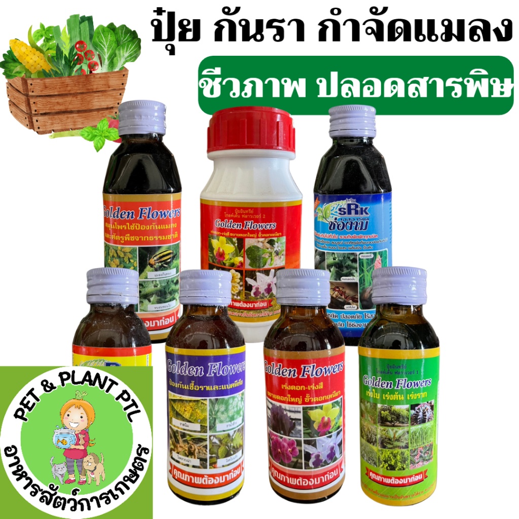 สารเสริมบำรุงพืช อินทรีย์ ชีวภาพ เร่งใบต้นราก เร่งสี สมุนไพรป้องกันแมลง ป้องกันเชื้อรา Golden Flowers ขนาด 100 มิลลิลิตร