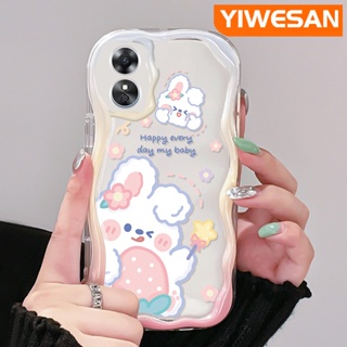 เคสโทรศัพท์มือถือแบบนิ่ม ใส กันกระแทก ลายการ์ตูนกระต่าย สตรอเบอร์รี่ สําหรับ OPPO A17 A17K