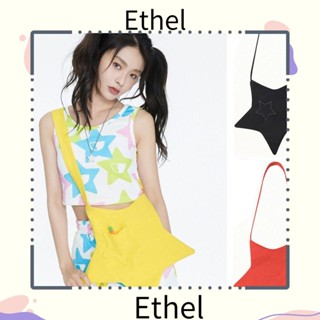 Ethel1 กระเป๋าสะพายไหล่ กระเป๋าถือ ผ้าแคนวาส ลายดาว สําหรับผู้หญิง