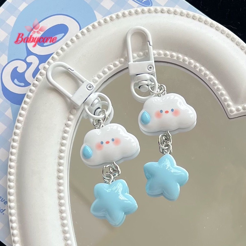 Byce> พวงกุญแจรถยนต์ จี้การ์ตูนเมฆน่ารัก สีฟ้า สําหรับผู้หญิง