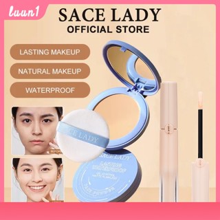 Sace แต่งหน้า Lady ชุด Oil Control Face Powder + คอนซีลเลอร์สิวจุดด่างดำ Tear Trough ยาวนานกันน้ำแต่งหน้า cod