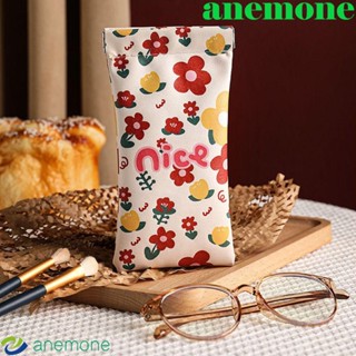 Anemone กระเป๋าเครื่องสําอาง หนัง PU ขนาดเล็ก ลายการ์ตูนตัวอักษร และดอกไม้ แบบปิดในตัว แบบเรียบง่าย สไตล์เกาหลี สําหรับเด็กผู้หญิง