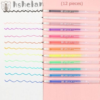 Hshelan ปากกาลูกลื่น หมึกเจลลี่ 12 สี 1.0 มม. 6 12 ชิ้น