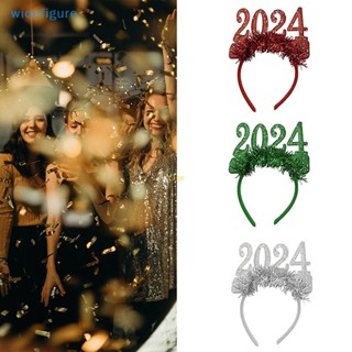 Widefigure 2024 Happy New Year Glitter Star Sequin Hair Hoop Party Props Headress ผู้ใหญ่เด็กของขวัญหูฟังตกแต่งเครื่องแต่งกายที่ดี