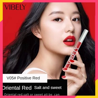 Vibely ลิปสติก เนื้อกํามะหยี่ กันน้ํา ติดทนนาน สีนู้ด สีแดง