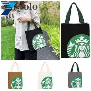 Yolo กระเป๋าถือ กระเป๋าเดินทาง ผ้าแคนวาส พิมพ์ลาย Starbucks สไตล์เกาหลี สําหรับคุณแม่