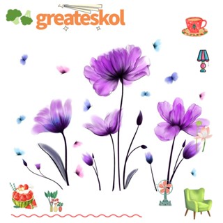 Greateskol สติกเกอร์พีวีซี ลายดอกไม้ สีม่วง ขนาดใหญ่ สําหรับตกแต่งผนังห้องนอนเด็ก