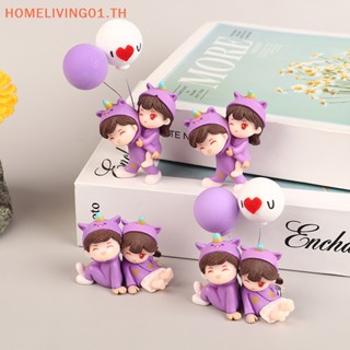 Onehome เครื่องประดับตกแต่งภายในรถยนต์ ชุดนอนคู่รัก ลายการ์ตูนน่ารัก สีม่วง 1 คู่