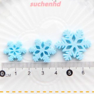 Suchenhd เกล็ดหิมะเรซิ่น กลิตเตอร์ 3 ขนาด สีฟ้าอ่อน 50 ชิ้น สําหรับคริสต์มาส ฤดูหนาว DIY