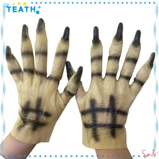 Teath ถุงมือคอสเพลย์ ถุงมือยางยาว สไตล์พังก์ พร้อมกรงเล็บ เทศกาลโกธิค สุดเท่