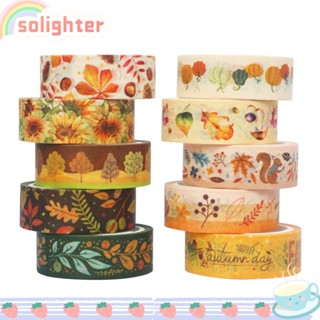 Solighter เทปวาชิ ลายใบไม้ คุณภาพสูง เครื่องเขียน DIY 10 ม้วน ต่อชุด