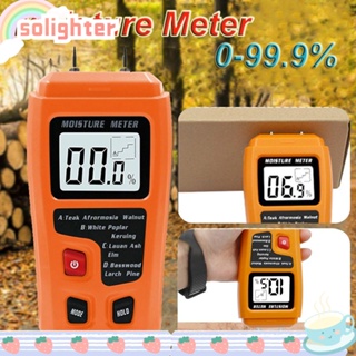 SOLIGHTER เครื่องตรวจจับความชื้น 0-99.9% 2Pins Timber Caravan Tester หน้าจอดิจิตอล LCD