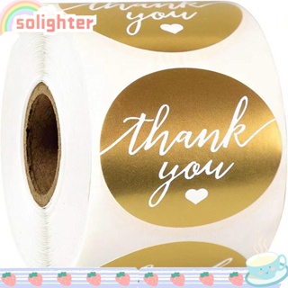 Solighter สติกเกอร์ฉลาก Thank You ทรงกลม 1.5 นิ้ว 1 ม้วน 500 ชิ้น