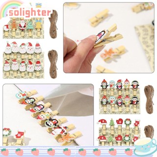 Solighter คลิปหนีบไม้ น่ารัก DIY พร้อมเชือกป่าน 10 ชิ้น ต่อชุด