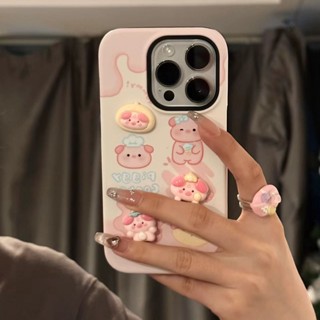 เคสโทรศัพท์มือถือ กันตก ป้องกัน ลายการ์ตูนหมู สามมิติ สีชมพู สําหรับ Apple Iphone 14promax 13 11 14pro 13pro 14