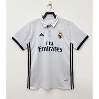 เสื้อกีฬาแขนสั้น ลายทีมฟุตบอล Real Madrid 2016-2017 ชุดเหย้า สไตล์วินเทจ ไซซ์ S-XXL AAA