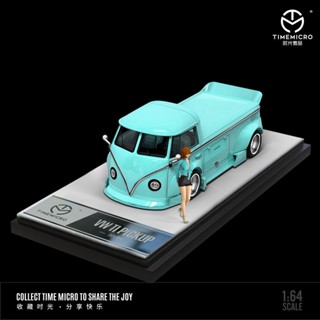 โมเดลรถยนต์ Time Micro 1: 64 Volkswagen T1 Wide Body Pika Tiffany สีฟ้า ของเล่นสําหรับเด็กผู้ชาย เก็บสะสม