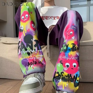 DaDuHey🔥 Mens 2023 New Trendy Fashion Joker Graffiti Printing Straight Casual Pants Korean Style Summer Thin Loose Casual Pants