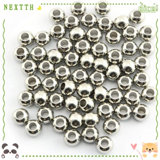 Nextth ลูกปัดสเตนเลส ทรงกลม ขนาดใหญ่ สีเงิน สําหรับทําเครื่องประดับ แฮนด์เมด