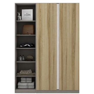[กทม. 3-5 วัน ส่ง] Koncept furniture ตู้เสื้อผ้าบานเปิด รุ่น Blox สีไม้อ่อน (150x60x210 ซม.)
