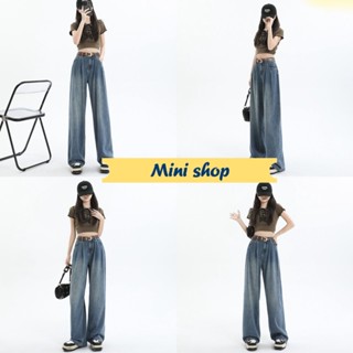 Mini shop🌸พร้อมส่ง🌸 (941) กางเกงยีนส์ขายาว แถมเข็ดขัดเท่ๆ ทรงกระบอกใหญ่ -NZ