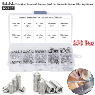 ⭐NEW ⭐250pcs 304 Stainless Cone Point Grub Screws Hex Socket Set Screw Kit M3 M4 M5-M8