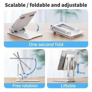 ขาตั้งไอแพด วงเล็บแท็บเล็ตพับเดสก์ท็อป Tablet Stand Telescopic โทรศัพท์มือถือวงเล็บโลหะปรับมุ ที่วางแท็บเล็ต