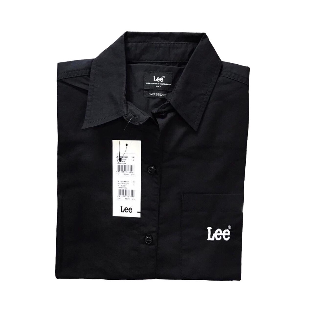 Lee เสื้อเชิ้ตแขนยาวผู้หญิง Cotton 100%   สีดำ ผ้าไม่ยืด ของแท้จากSHOP