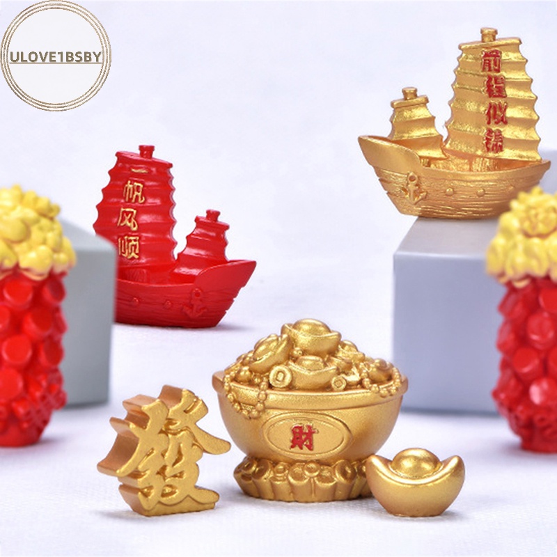 Ulove1bsby Feng Shui ต้นมงคล นําโชค สีทอง สําหรับตกแต่งบ้าน โต๊ะ งานเทศกาล
