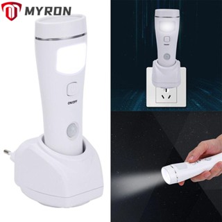 Myron ไฟฉุกเฉิน ไฟฉุกเฉิน LED ปลั๊กเสียบ ไฟฉายอัจฉริยะ ตรวจจับการเคลื่อนไหว ชาร์จไฟได้ ไฟล้มเหลวฉุกเฉิน บ้าน