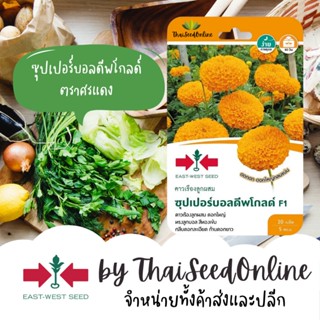 GGEW เมล็ดพันธุ์ ดาวเรืองลุกผสม ซุปเปอร์บอลดีพโกลด์ 20เมล็ด ตราศรแดง Deep Gold Marigol