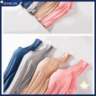 Jeanlan เสื้อครอปท็อป เสื้อกล้าม สายเดี่ยว สีพื้น