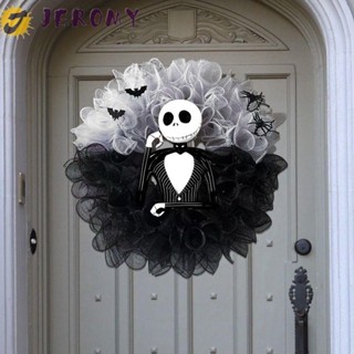 Jeromy พวงมาลัยพลาสติกโพลีเอสเตอร์ สีดํา สําหรับแขวนตกแต่งประตูฮาโลวีน