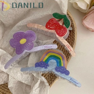 Danilo กิ๊บติดผมอะคริลิค ลายดอกไม้ ฉลาม สีรุ้ง สไตล์เกาหลี