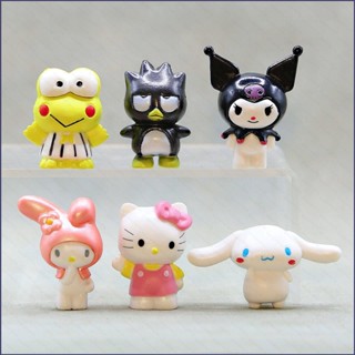 Sy2 โมเดลฟิกเกอร์ Sanrio Kuromi Melody Keroppi XO Kitty Cinnamoroll ของเล่น สําหรับเด็ก เก็บสะสม ของขวัญ 6 ชิ้น YS2