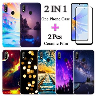 2 IN 1 Realme 3 เคสโทรศัพท์ น่ารัก พร้อมหน้าจอเซรามิค โค้ง สองชิ้น