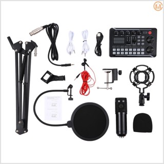 Professional Sound Card and Microphone Set for Studio Recording and Online Karaoke