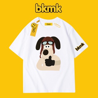 Bkmk เสื้อยืดแขนสั้น ผ้าฝ้าย ลายการ์ตูนลูกสุนัขน่ารัก สําหรับผู้ชาย