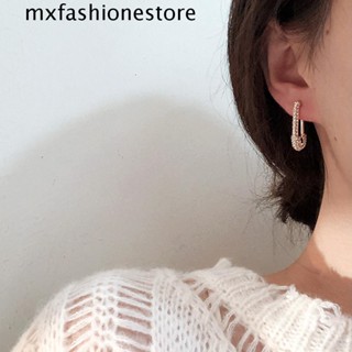 Mxfashione ต่างหูคลิปหนีบกระดาษ เนื้อแมตต์ จี้เรขาคณิต สีทอง 925 หรูหรา