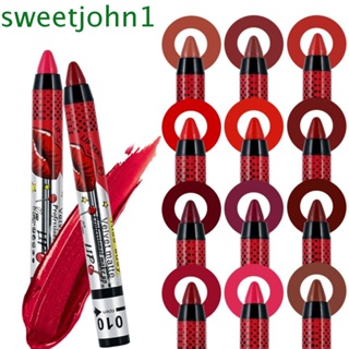 Sweetjohn ลิปสติก ลิปกลอส เนื้อแมตต์กํามะหยี่ กันน้ํา ติดทนนาน 12 สี สําหรับผู้หญิง