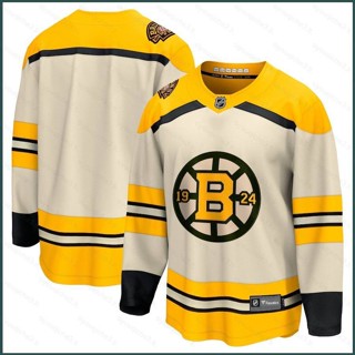 เสื้อกีฬาแขนยาว ลายทีม NHL Boston Bruins Jersey SY3 2023-2024 สีเหลือง พลัสไซซ์ YS3