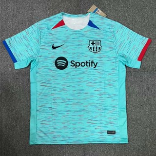 เสื้อกีฬาแขนสั้น ลายทีมชาติฟุตบอล Barcelona II Away Jersey S-XXL 23-24 ชุดเยือน สําหรับผู้ชาย