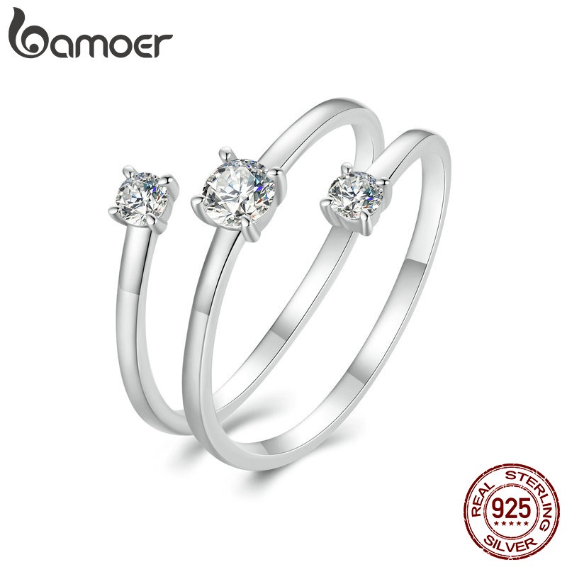 Bamoer แหวนเงินสเตอร์ลิง 925 ขดลวดโมอิส เครื่องประดับ สําหรับผู้หญิง MSR043-E